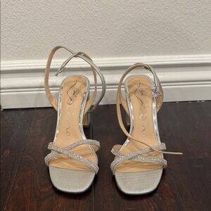 Nina Silver Rhinestone Strappy Heeled Sandals